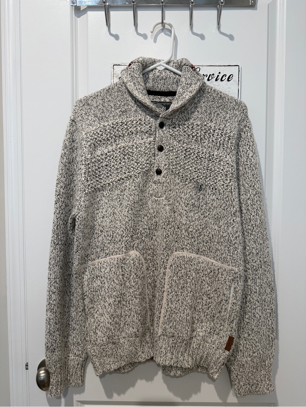 Roots Men's Shawl Collar Zip-Up Sweater - Ivory Heather